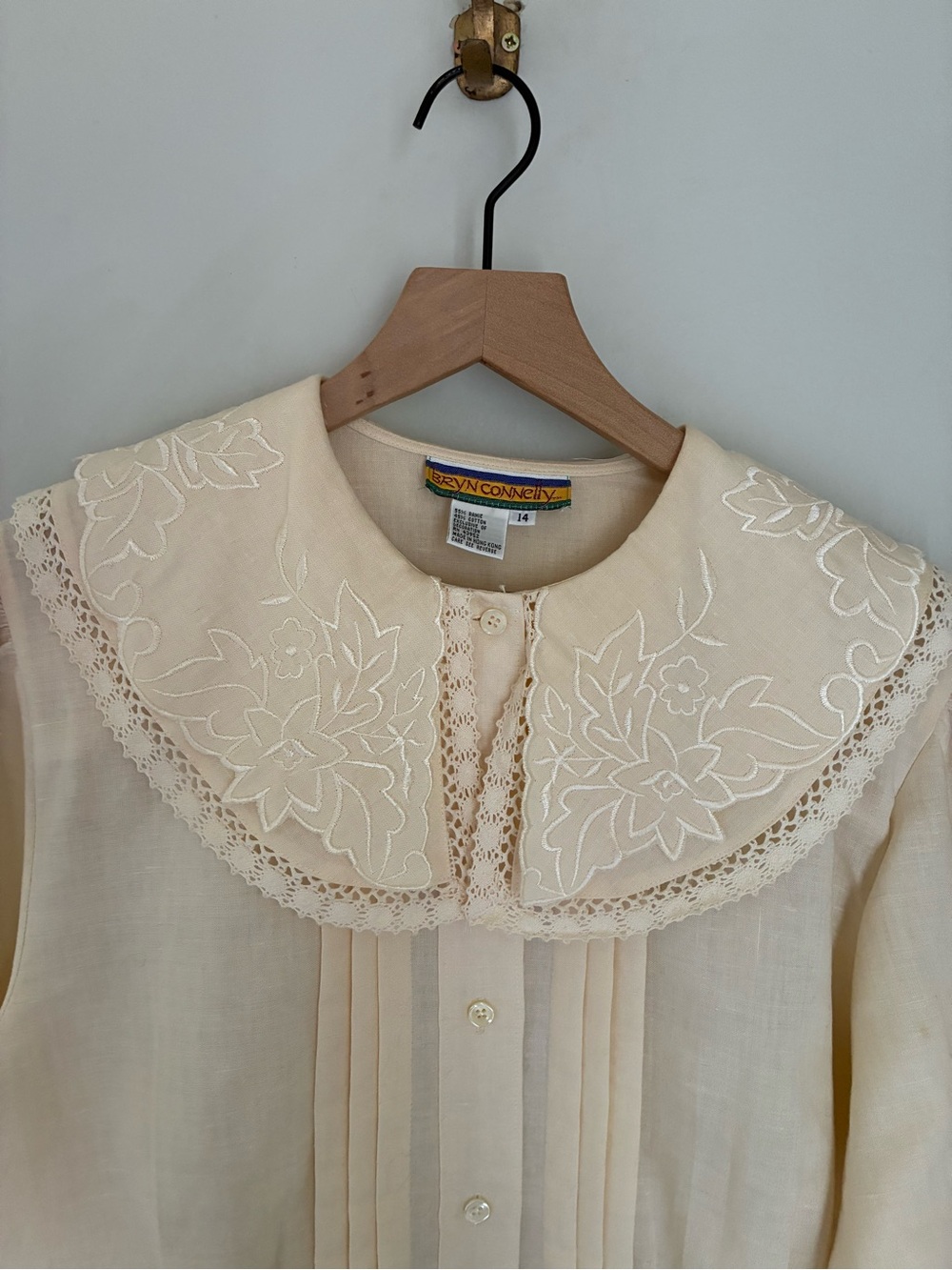 Bryn Connelly Coquette Cottage Pleated Long Sleeve Top Blouse Size 14 - Picture 5 of 9